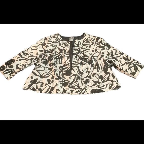 Abstract Floral Patterned Blazer - Picture 1 of 5